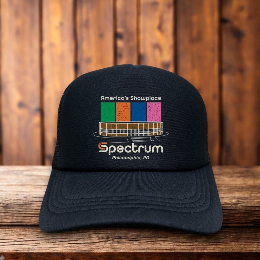 Spectrum Arena Philadelphia Mens Trucker Hat Black Defunct Stadium Ball Cap